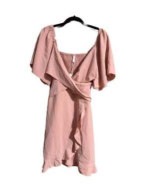 Dokotoo Women's V-Neck Flutter Sleeve Smocked Back Ruffle Wrap Mini Dress